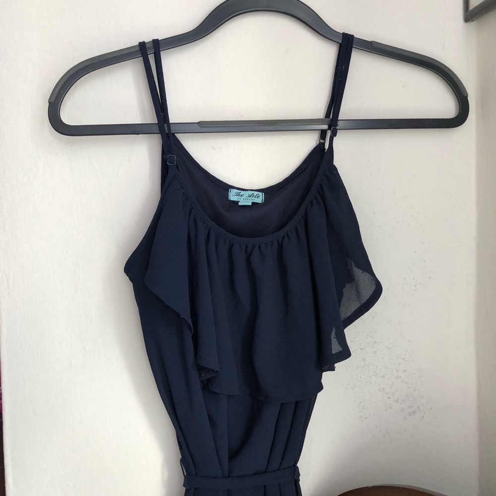 Elegant Spaghetti Strap Ruffle Hi-Low Dress